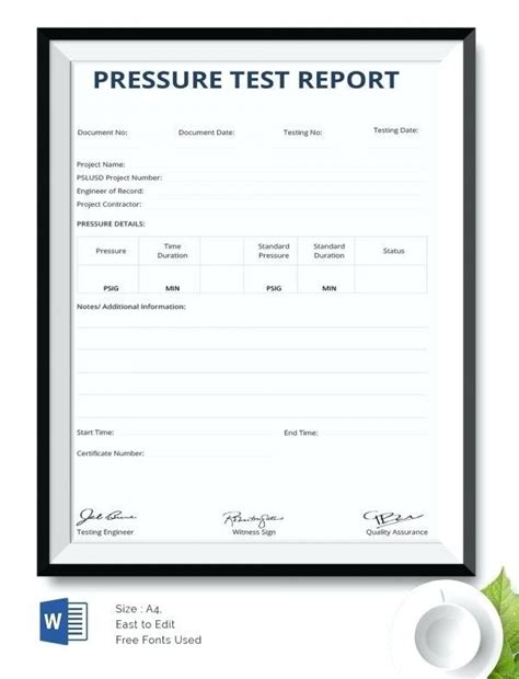 Hydrostatic Pressure Test Report Template TEMPLATES EXAMPLE