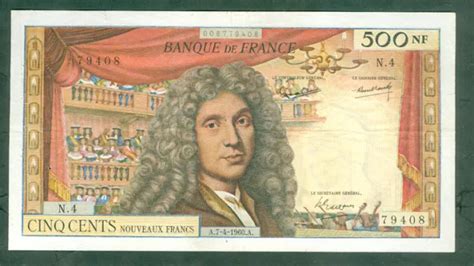 RARE BILLET DE 500Nf Molière 1960 Alphabet N 4 En Ttb EUR 349 00