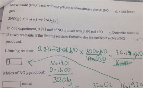 Solved Nitric Oxide No Reacts With Oxygen Gas To Form Chegg