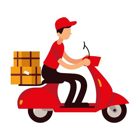 Delivery Man On Scooter 4415965 Vector Art At Vecteezy