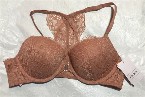 Auden Cosmic Rust Lace Plunge Coverage Push Up Racerback Bra Women’s Size 32b Ebay