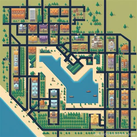 Top Down 2d Tabletop Rpg Grid Map Of A Modern City Prompts Stable