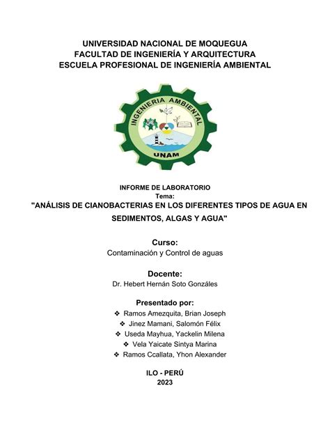 INFORME DE CIANOBACTERIAS GRUPO 4 Pdf