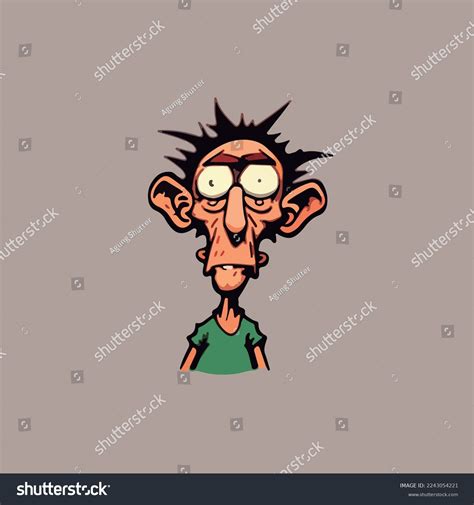 Scary Ugly Man Cartoon Isolated Background เวกเตอร์สต็อก ปลอดค่า