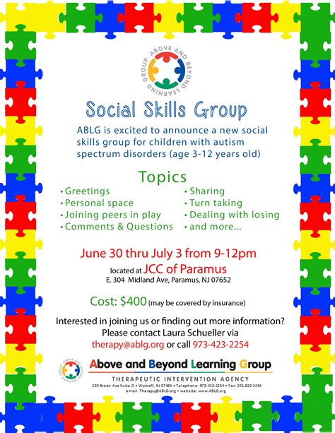 Join Ablg For Summer Social Skills Groups Social Skills Groups