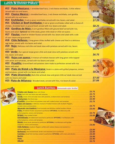 Online Menu of Maribus Mexican Restaurant Restaurant, El Paso, Texas ...