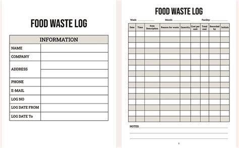 Food Waste Log Book Food And Drink Waste Log Book Large A4 Food