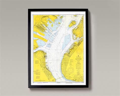 New York Harbor Old Map of New York antique Nautical Map - Etsy