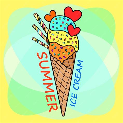 Premium Vector Stylized Image Of Ice Cream In A Waffle Cup Summer