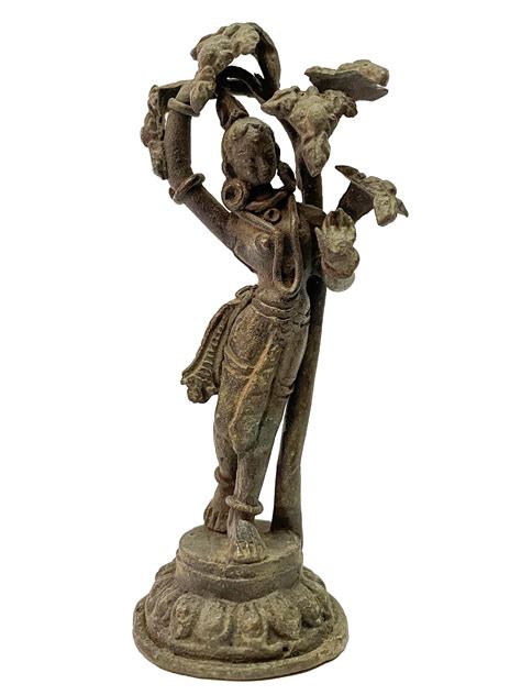 Antique Nepali Handmade Statue Of Maya Devi, copper Antique , rare Find