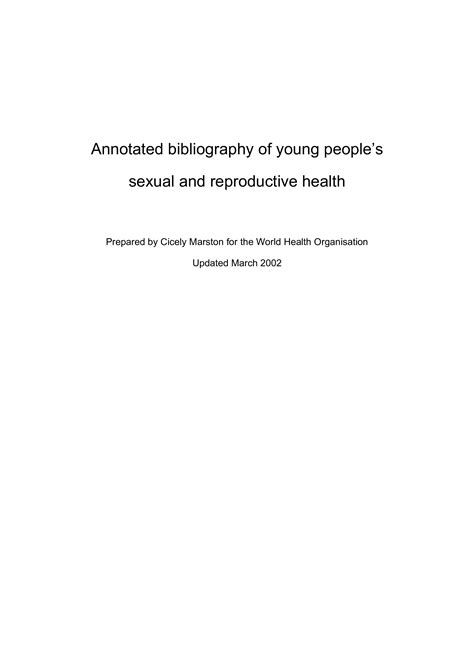 Free Printable Annotated Bibliography Template For Women Sexual And Young