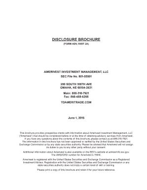 Fillable Online Disclosure Brochure Amerivest Form Adv Part A Fax