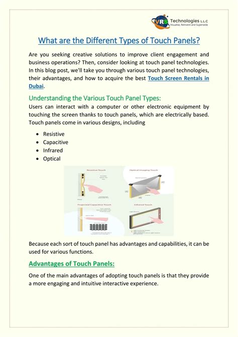 types  touch panels powerpoint