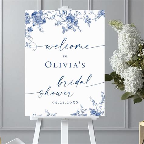 Elegant Blue French Garden Welcome Bridal Shower Poster Zazzle In