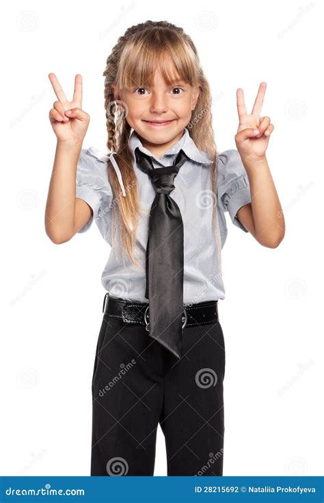 Petite Fille Dans Luniforme Scolaire Photo Stock Image Du Geste