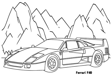 Ferrari F40 Coloring Page - Free Printable Coloring Pages