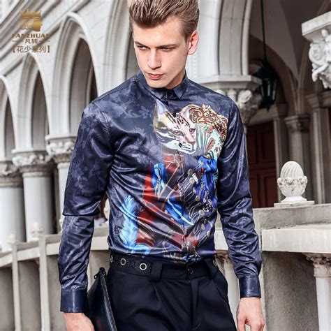 Fanzhuan Camisa Ajustada Con Estampado Digital Para Hombre Camisa