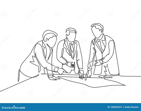 Single Continuous Line Drawing of Young Workers Talking Seriously about Company Policy Around ...