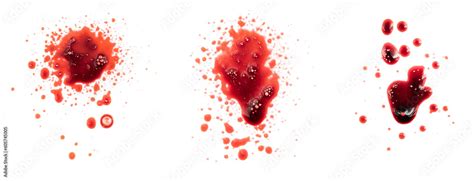 Set Dripping Blood Isolated On White Background Collage Flowing Bloody