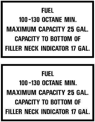 Piper PA28 25 Gal Fuel Placard Pair- 100-130 25/17 – Screaming Aero