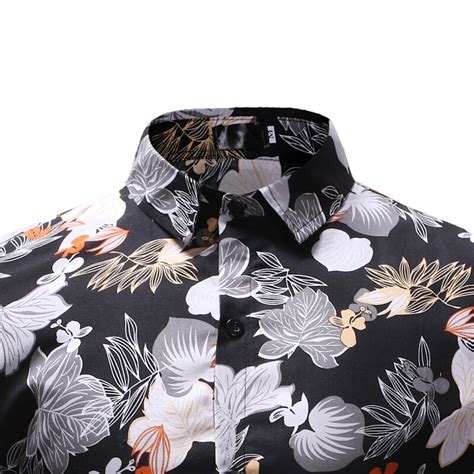 ☫mens Long Sleeve Hawaiian Shirt Summer Casual Floral Shirts For Men