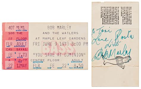 Lot Detail - Bob Marley Signed Concert Ticket from 1978 -- With Roger ...