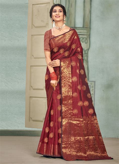 Maroon Colour Silk Saree Atelier Yuwa Ciao Jp