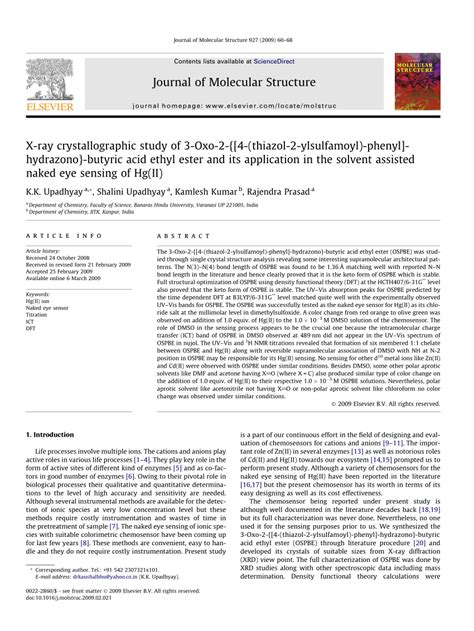 Pdf X Ray Crystallographic Study Of Oxo Thiazol