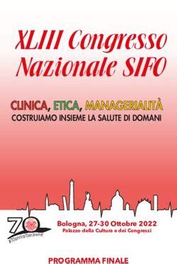 XLIII Congresso Nazionale SIFO CLINICA ETICA MANAGERIALITÀ