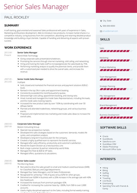 Senior Sales Manager Resume Samples And Templates Visualcv