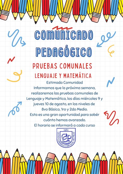 Comunicado Pedag Gico Pruebas Comunales Matem Tica Y Lenguaje