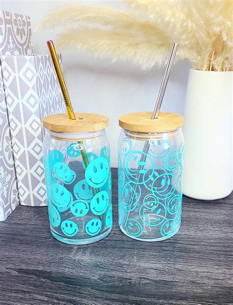 This Listing Is For One Smiley Face Beer Can Shaped Iced Coffee Glass