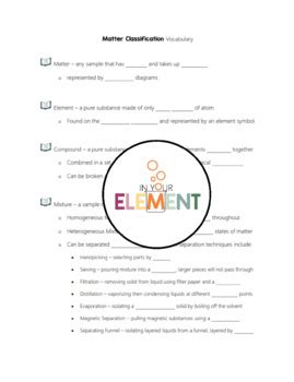 Matter Classification Notes By In Your Element TPT