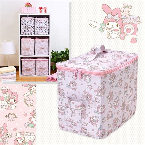 My Melody Fabric Folding Storage Box Bag Sweet Pink Sanrio Japan