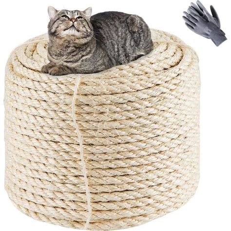 Corde En Sisal Naturel 8Mm X 60M Naturel Corde Pour Arbre À Chat Blanc