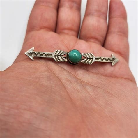 Antique Navajo Snake Arrow Turquoise Pin Sterling S Gem