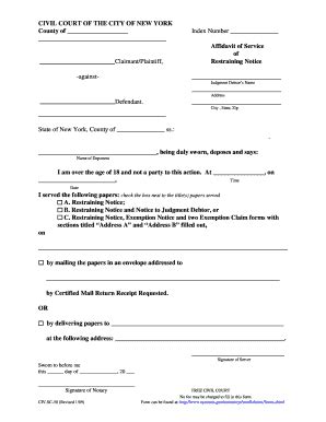 Affidavit Of Service Ny Fill And Sign Printable Template Online