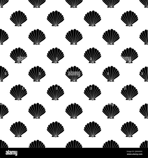 Black and white sea shells vector seamless pattern. Stylized background. Marine illustration ...