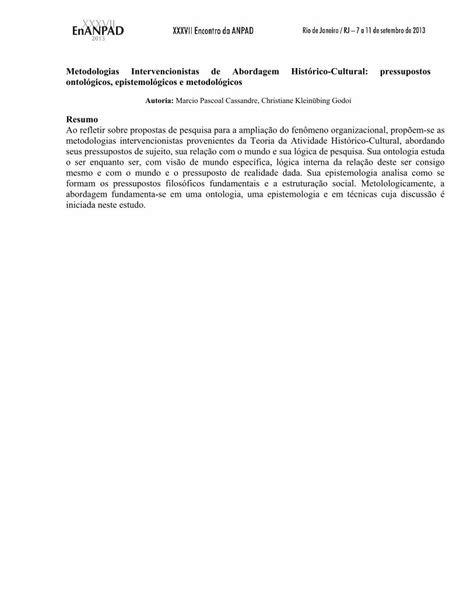 Pdf Metodologias Intervencionistas De Abordagem Hist Rico Pdf