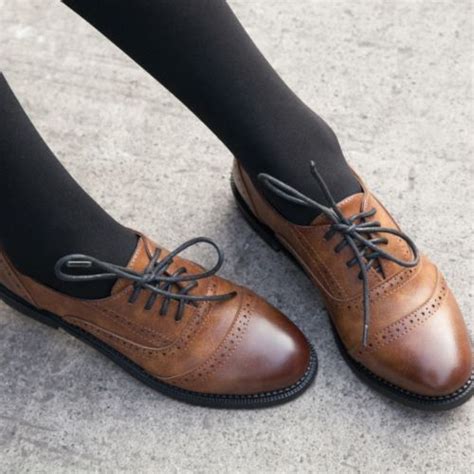 Details About Ladies Vintage Faux Leather Round Toe Lace Up Brogues