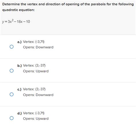 Determine The Vertex And Direction Of Opening Solvely