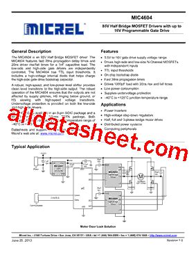 MIC4604YM Datasheet PDF Micrel Semiconductor