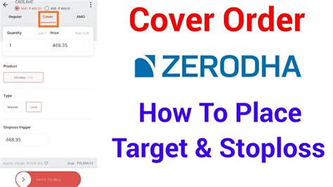 Cover Order In Zerodha Kite App How To Place Target And Stoploss In