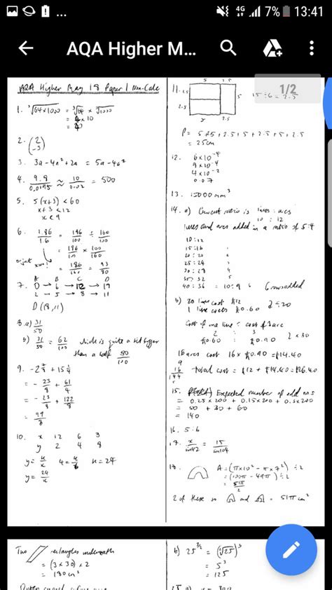 Mark scheme for today's AQA maths paper. Pt 1 : r/GCSE