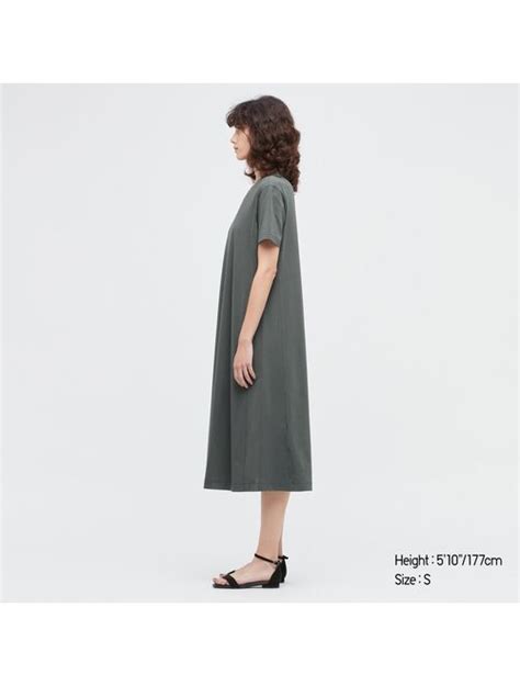 Buy Uniqlo U Airism Cotton Short Sleeve Long Flare Dress Online Topofstyle