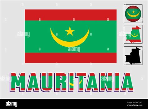 Mauritania Flag And Map In A Vector Graphic Stock Vector Image Art