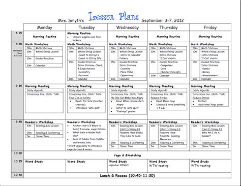 Lesson Plan Templates For 1st Grade