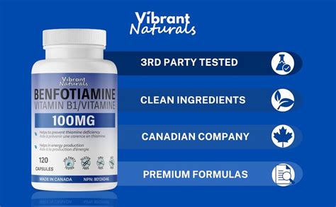 Vibrant Naturals Benfotiamine 100mg 120 Capsules Fat Soluble