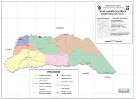 Mapa De Arauca Colombia Departamento Con Municipios Y Ciudades