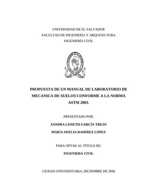 Propuesta De Un Manual De Laboratorio De Mec Nica De Suelos Conforme A